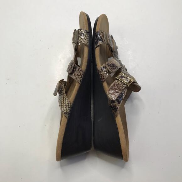 Vionic Women's Radia Orthotic Adjustable Strap Slide Snake Print Wedge Sandals - Picture 4 of 7